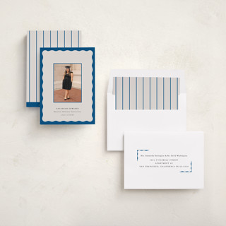This is a royal graduation announcements with standard by Baumbirdy called decorative frame printing on recycled smooth signature in standard