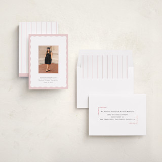 This is a petal graduation announcements with standard by Baumbirdy called decorative frame printing on recycled smooth signature in standard