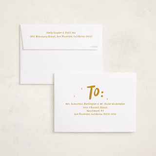 This is a mustard graduation announcements with standard by Vera Lim called playful printing on recycled smooth signature in standard