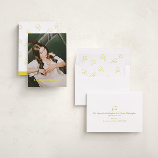 This is a lemon graduation announcements with standard by Gwen Bedat called the edge printing on recycled smooth signature in standard
