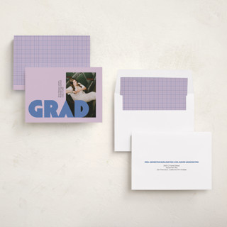 This is a grape graduation announcements with standard by Claire called bold baddie printing on recycled smooth signature in standard