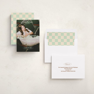 This is a matcha graduation announcements with standard by Helena Vitto called good times co. printing on recycled smooth signature in standard