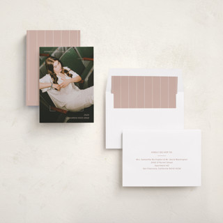 This is a pink champagne graduation announcements with standard by Meggy Masters called focus printing on recycled smooth signature in standard