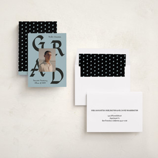This is a mist graduation announcements with standard by Chryssi Tsoupanarias called calligraphic ink printing on recycled smooth signature in standard