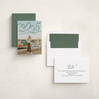 This is a leaf graduation announcements with standard by Lea Delaveris called ribbon printing on recycled smooth signature in standard