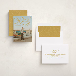 This is a sunflower graduation announcements with standard by Lea Delaveris called ribbon printing on recycled smooth signature in standard