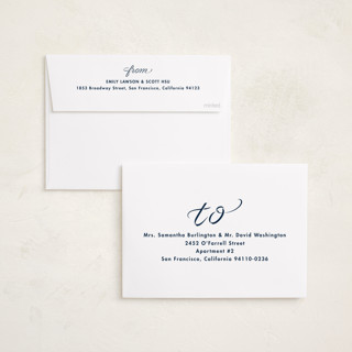 This is a denim graduation announcements with standard by Lea Delaveris called ribbon printing on recycled smooth signature in standard