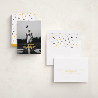 This is a canary graduation announcements with standard by Benita Crandall called the modernist printing on recycled smooth signature in standard