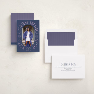 This is a royal graduation announcements with standard by Cindy Reynolds called well rounded printing on recycled smooth signature in standard