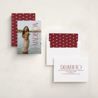 This is a crimson graduation announcements with standard by Owl and Toad called pillar printing on recycled smooth signature in standard