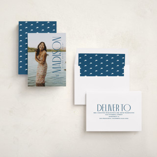 This is a denim graduation announcements with standard by Owl and Toad called pillar printing on recycled smooth signature in standard