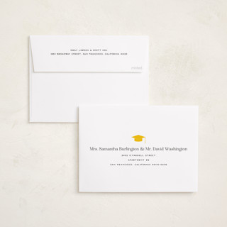 This is a canary graduation announcements with standard by Erica Krystek called classy stack printing on recycled smooth signature in standard