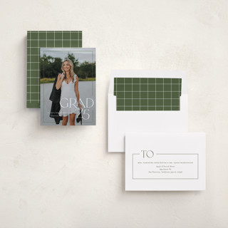 This is a olive graduation announcements with standard by Lauren Chism called broken border printing on recycled smooth signature in standard