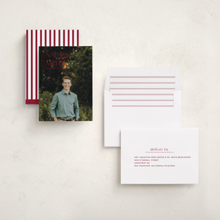 This is a crimson graduation announcements with standard by Anupama called editorial modern printing on recycled smooth signature in standard