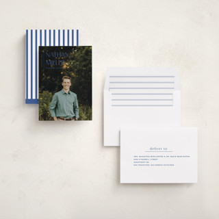 This is a midnight graduation announcements with standard by Anupama called editorial modern printing on recycled smooth signature in standard