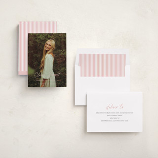 This is a pink dream graduation announcements with standard by Sara Hicks Malone called journal  printing on recycled smooth signature in standard