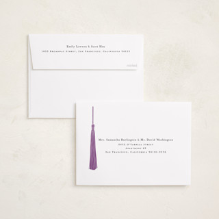 This is a grape graduation announcements with standard by Ashlee Townsend called tassled printing on recycled smooth signature in standard