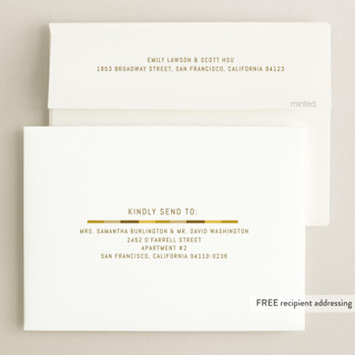 This is a golden graduation announcements with standard by Kelly Watkins called wide frame printing on recycled smooth signature in standard