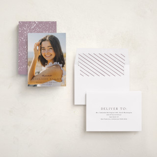 This is a raisin graduation announcements with standard by Emily Sabol Goss called graceful printing on recycled smooth signature in standard
