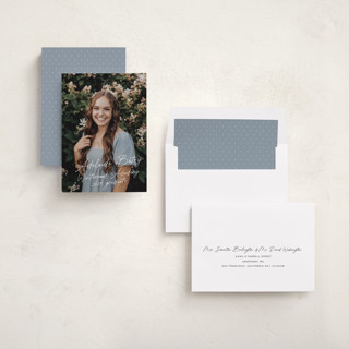 This is a porcelain graduation announcements with standard by Sara Hicks Malone called diary printing on recycled smooth signature in standard