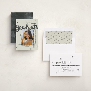 This is a onyx graduation announcements with standard by Stacey Day called marker printing on recycled smooth signature in standard
