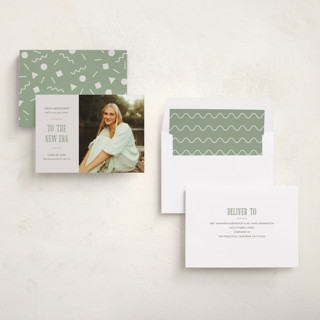 This is a sea glass graduation announcements with standard by Cindy Reynolds called new era printing on recycled smooth signature in standard
