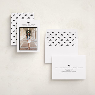 This is a cotton graduation announcements with standard by Stacey Meacham called elegant frame printing on recycled smooth signature in standard