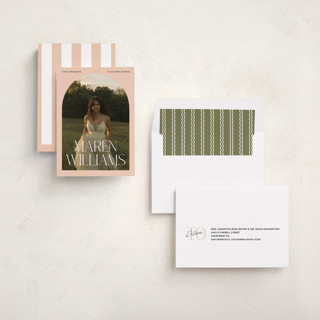 This is a blush graduation announcements with standard by Robert and Stella called in vogue printing on recycled smooth signature in standard