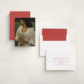 This is a crimson graduation announcements with standard by Oscar and Emma - Karly Depew called classic allure printing on recycled smooth signature in standard