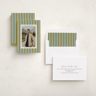 This is a canoe graduation announcements with standard by Morgan Kendall called preppy stripes printing on recycled smooth signature in standard
