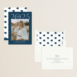 This is a midnight graduation announcements with standard by Carolyn MacLaren called top of class printing on recycled smooth signature in standard