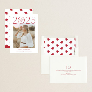 This is a cherry graduation announcements with standard by Carolyn MacLaren called top of class printing on recycled smooth signature in standard
