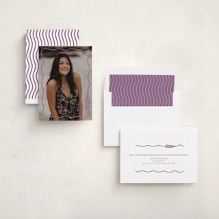 This is a orchid graduation announcements with standard by Susan Zinader called tassel scallop printing on recycled smooth signature in standard