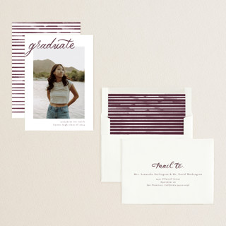This is a bordeaux graduation announcements with standard by Ashley DeMeyere called alignment printing on recycled smooth signature in standard