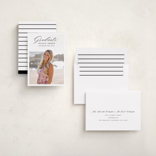 This is a onyx graduation announcements with standard by Sarah Curry called portrait script printing on recycled smooth signature in standard