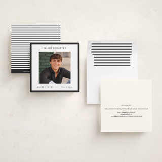 This is a charcoal graduation announcements with standard by JoAnn Jinks called square printing on recycled smooth signature in standard