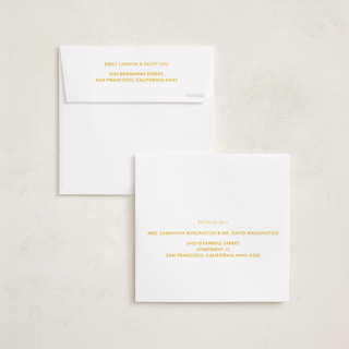 This is a golden graduation announcements with standard by JoAnn Jinks called square printing on recycled smooth signature in standard