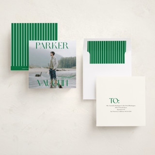 This is a forest graduation announcements with standard by Angela Thompson called grad squary printing on recycled smooth signature in standard