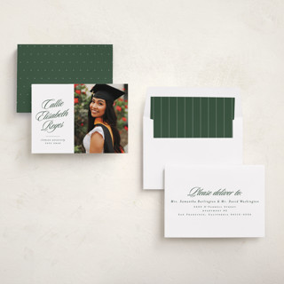 This is a clover graduation announcements with standard by Lea Delaveris called most classic printing on recycled smooth signature in standard
