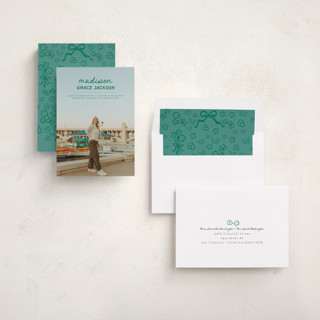 This is a moss graduation announcements with standard by Stephanie Heinrich Godbout called handwritten stack printing on recycled smooth signature in standard