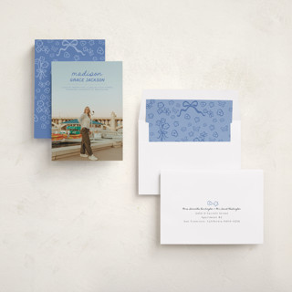 This is a bluebell graduation announcements with standard by Stephanie Heinrich Godbout called handwritten stack printing on recycled smooth signature in standard