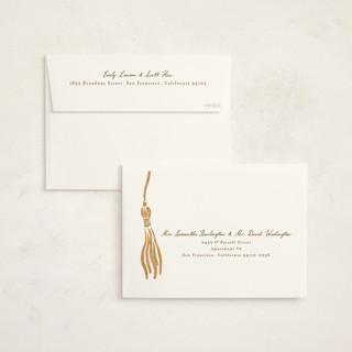 This is a aureate graduation announcements with standard by Jamie Alexander called inked printing on signature in standard