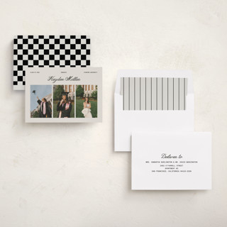 This is a silk graduation announcements with standard by Cass Loh called trio gallery printing on recycled smooth signature in standard