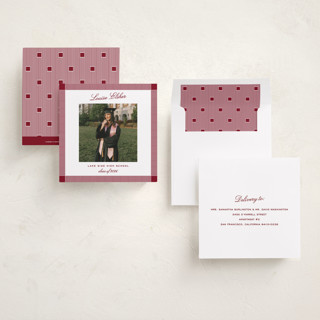 This is a crimson graduation announcements with standard by Pati Cascino called boxy printing on recycled smooth signature in standard
