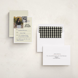 This is a ink graduation announcements with standard by Helena Vitto called grad file printing on recycled smooth signature in standard