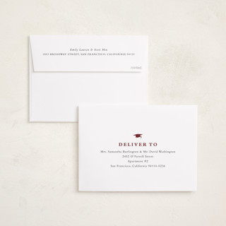 This is a burgundy graduation announcements with standard by Sara Hicks Malone called finley printing on recycled smooth signature in standard