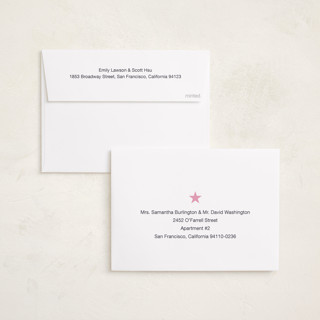 This is a flamingo graduation announcements with standard by Jennifer Lew called zine printing on recycled smooth signature in standard