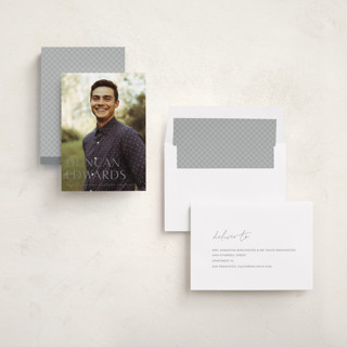 This is a graphite graduation announcements with standard by Sara Hicks Malone called classic printing on recycled smooth signature in standard