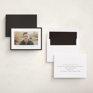 This is a charcoal graduation announcements with standard by Lea Delaveris called wrapped printing on recycled smooth signature in standard