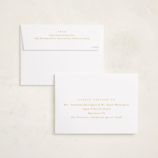 This is a marigold graduation announcements with standard by Lea Delaveris called wrapped printing on recycled smooth signature in standard